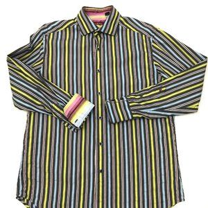 Robert Graham Mens Long Sleeve Dress Shirt Striped